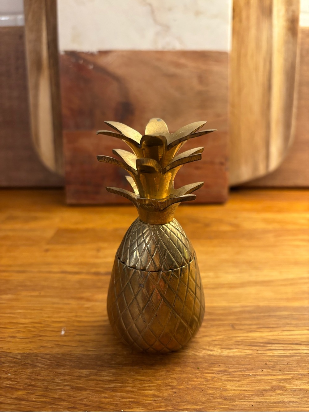 Brass Pineapple Decorative Container - Gold Accent Home Decor